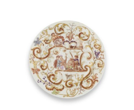 A Du Paquier Hausmaler plate painted by Ignaz Bottengruber, circa 1728Painted by Ignaz Bottengruber, Breslau, with an allegor