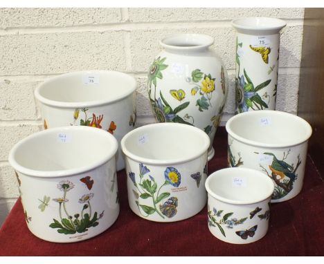 Four Portmeirion 'The Botanic Garden' graduated ceramic storage containers, 17cm, 14cm, 13cm, 8.5cm high, two similar decorat