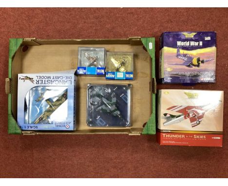 Six Diecast Model Military Aircraft by Corgi, Collection Armour and other to include The Aviation Archive 1:72 Hawker Hunter 