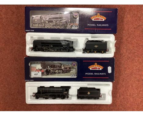 Two boxed Bachmann OO gauge Steam locomotives: ref 32-276 K3 class 2-6-0, and ref 32-851 BR 9F class, both in BR Black livery