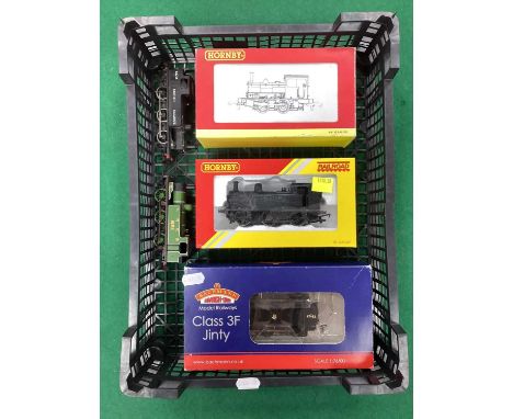 Five OO gauge steam shunting locomotives, by Hornby, Bachmann and Mainline, including boxed Hornby ex-LYR 0-4-0 Pug, boxed Ba