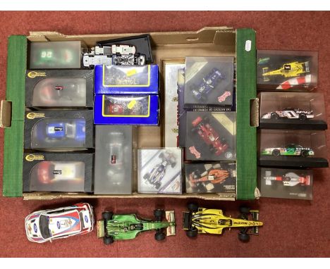 A Collection of Predominantly Diecast Model Formula One, NASCAR, Rally Cars by Quartzo, Saico, Corgi, Minichamps and other in