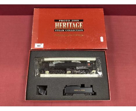 Boxed HO scale Proto 2000 Heritage Steam Collection 2-8-8-2 USRA locomotive in Norfolk and Western livery, "with DCC and soun