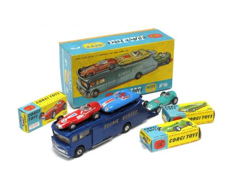 Corgi Toys Major Gift Set No 16 - Ecurie Ecosse, comprising very good plus Ecurie Ecosse Transporter, No 151A Lotus Mark Elev