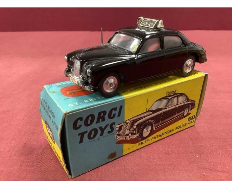 Corgi Toys No 209 Riley Pathfinder Police Car, overall very good, one/two chips noted to raised edges, boxed, some rubbing, s