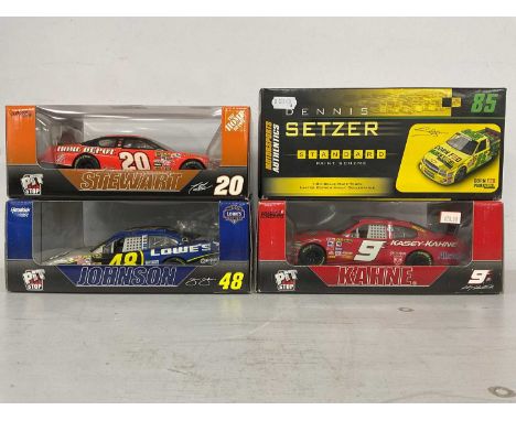 Four 1:24th Scale Diecast Model American NASCAR Cars by Motorsports Authentics to include Team Lowe's #48 Jimmie Johnson, Hom