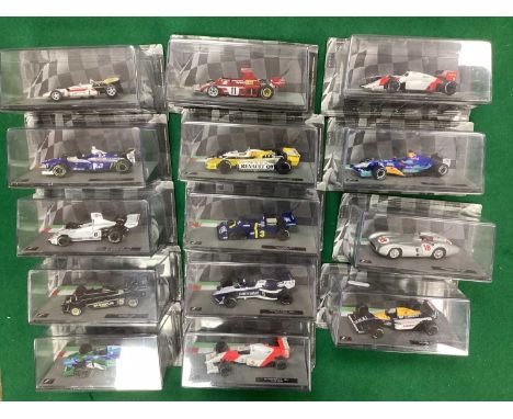 Fourteen 1:43rd Scale 'Panini F1 Collection' Diecast Model Formula One Racing Cars to include Williams FW15C - 1993 Alain Pro