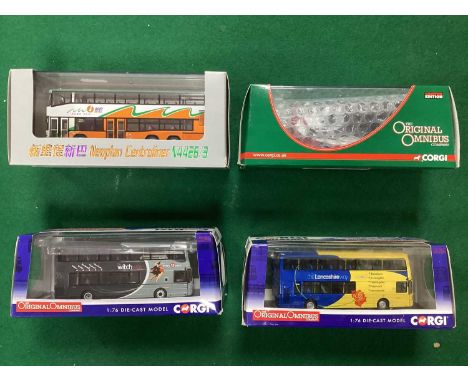 Four 1:76th Scale Diecast Model Buses by Corgi, Gilbow including The Original Omnibus Company Wright Eclipse Gemini 2 - The W