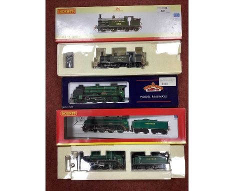 Three boxed OO gauge Steam Locomotives in Southern Railway Livery: Hornby "King Arthur" class no 746 "Pendragon", Hornby M7 C