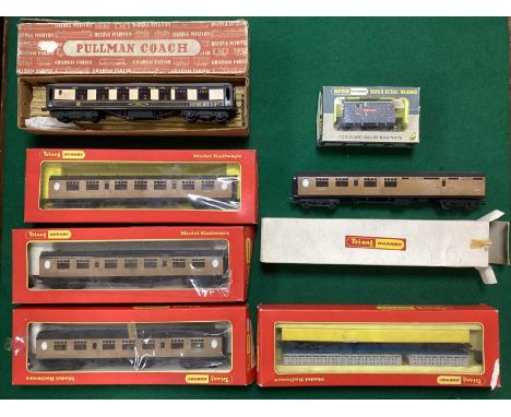 A boxed Graham Farish OO gauge Pullman Car "Lydia" together with four boxed Triang-Hornby LNER 00 gauge coaches, a boxed Tria