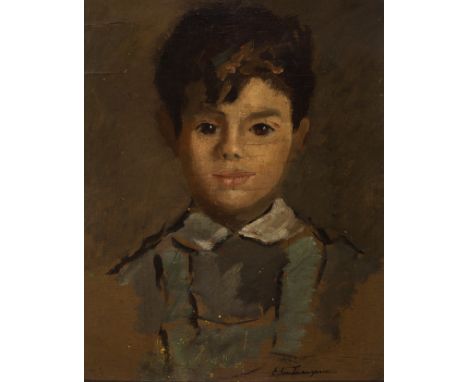 ERNESTO SANTASUSAGNA SANTACREU (Barcelona, 1900 - Santa Coloma de Gramenet, Barcelona, 1964)."Child Portrait".Oil on panel.Si