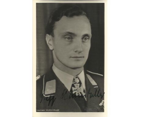Josef Sepp Wurmheller KC OL S signed 6 x 4 wartime Hoffman portrait photo. (born 4 May 1917 in Hausham, Bavaria, killed in ac