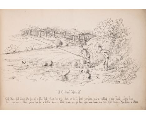 Salmon Fishing Illustration.- Salmon Fishing, title and 7 whole page lithographic plates after drawings by 'R.O.C', presentat