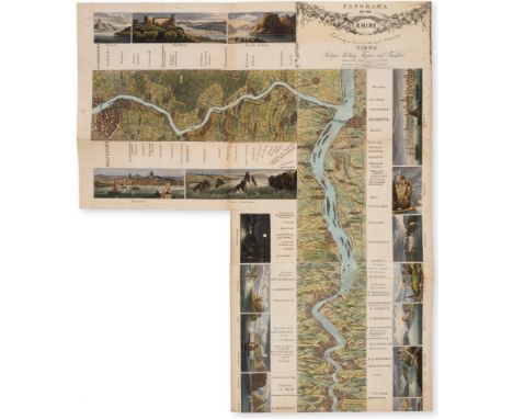 Germany.- Steiner (R.J.) Panorama of the Rhine, folding hand-coloured aquatint panorama with folding attached extension of Fr