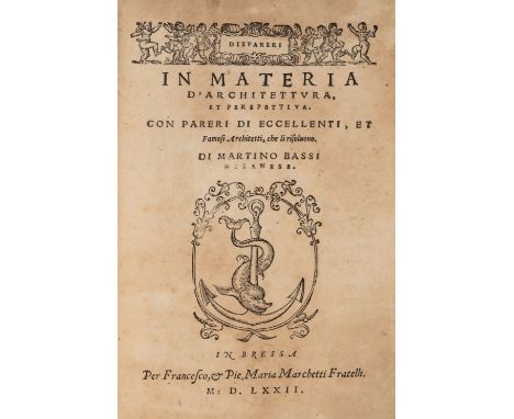 Bassi (Martino) Dispareri in Materia d'Architettura, et Perspettiva, first edition, title with charming woodcut head-piece of