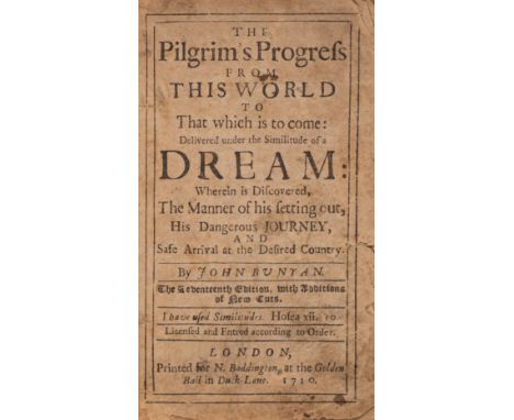 Bunyan (John) The Pilgrim's Progress, seventeenth edition, woodcut illustrations, ink notes in early hand to final blank, lac