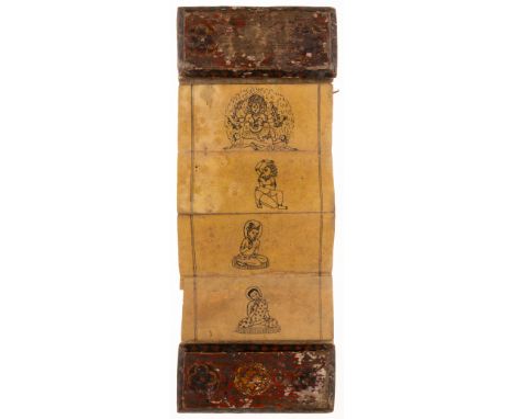 Nepal.- Artist's Manual and Pattern Book, concertina manuscript in Newari on yellow-stained paper, 84 leaves, c.97 very fine 