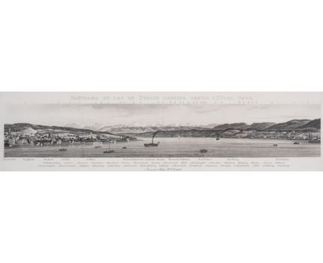 Switzerland.- Leuthold (H.F., publisher) Panorama du Lac de Zurich dessin&eacute; depuis l'H&ocirc;tel Baur, folding aquatint