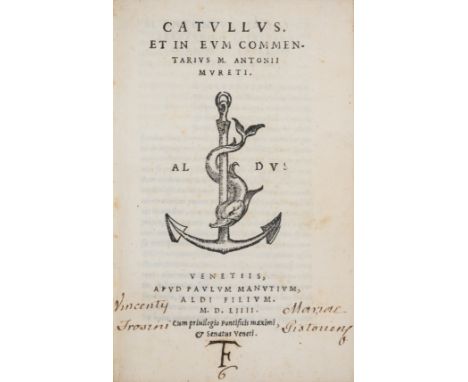 Catullus (Gaius Valerius) Carmina et in eum commentarius M. Antonii Mureti, edited by Marc-Antoine Muret, first Muret edition