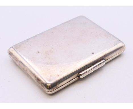 A silver cigarette case with clasp fastener. 8 cm wide. 85 grammes.