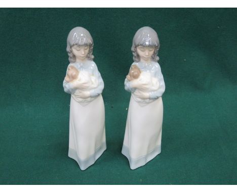 PAIR OF NAO GLAZED CERAMIC FIGURINES, APPROXIMATELY 24cm HIGH 