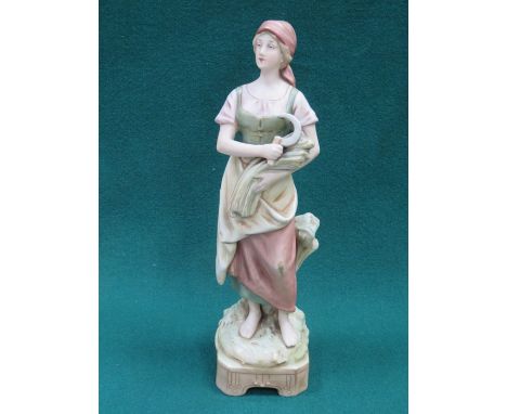 ROYAL DUX HANDPAINTED AND GILDED CERAMIC FIGURINE, APPROXIMATELY 32cm HIGH 