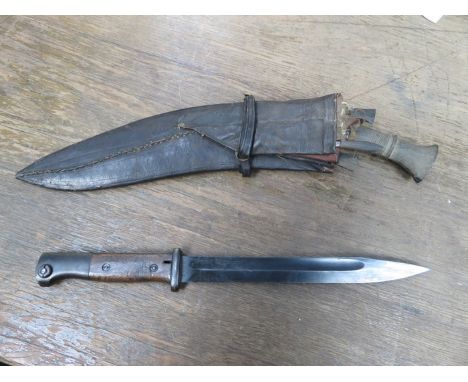 KUKRI KNIFE WITH SCABBARD PLUS GERMAN BAYONET 