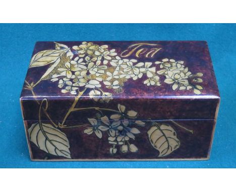 BURR WALNUT INLAID TEA CADDY 