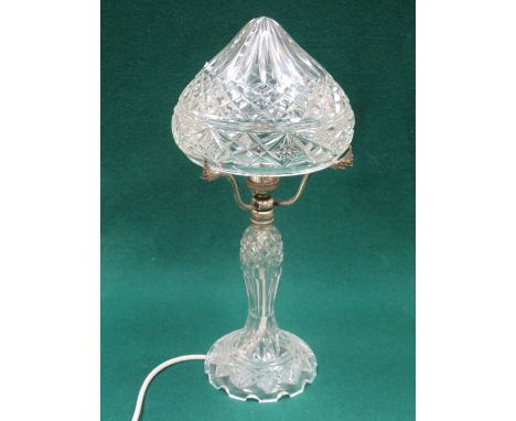 GLASS MUSHROOM FORM TABLE LAMP, APPROXIMATELY 37cm HIGH 