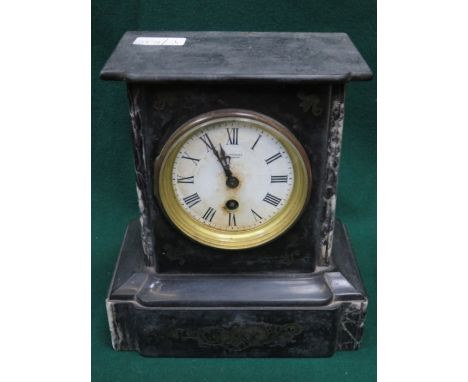 DECORATIVE BLACK SLATE MANTEL CLOCK 