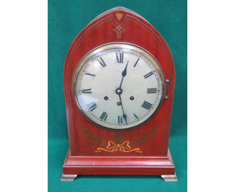 LARGE BRASS INLAID MAHOGANY CASED BRACKET CLOCK 