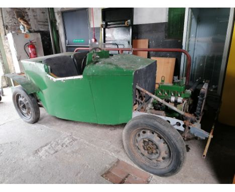 A bespoke homemade kit car, Morris 8 subframe with fitted with an Austin engine, length +/- 350 cm, width +/- 136 cm.