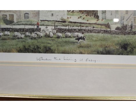 A framed and mounted limited edition farm print entitled "When The Living Is Easy"