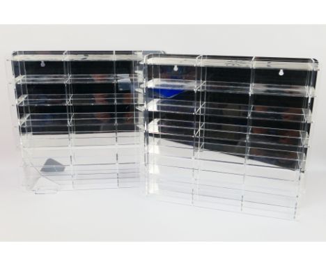 Display Case - 2 x acrylic wall mount display cases suitable for 1:43 scale cars. They measure 50 x 47 x 8 cm. One has some d