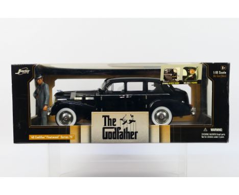Jada Toys - A boxed 1:18 scale Jada Toys #91199 '40 Cadillac Fleetwood Series 75 from 'The Godfather'. The model appears to b