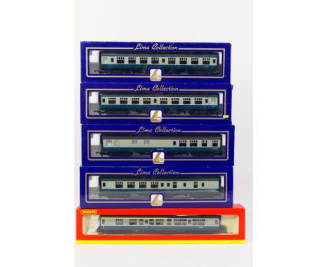 Lima - Hornby - 5 x boxed OO gauge BR MkI coaches in blue and grey including Buffet car # W92069 and similar. They appear Min
