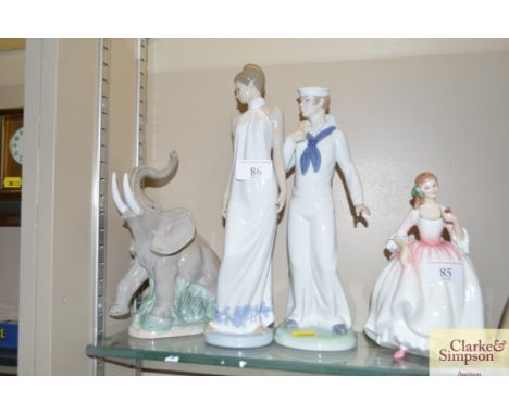A three Nao figures in the form of a sailor, a lady and an elephant