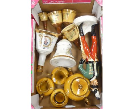 A Mixed Collection of mostly Bell's Whisky Decanter together with Large Coronetti military figure (1 Tray)