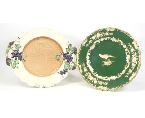 Carltonware, Australian Design Grape Bread Plate together with Spode Green Ground Cabinet Plate. Diameter: 31cm (2)