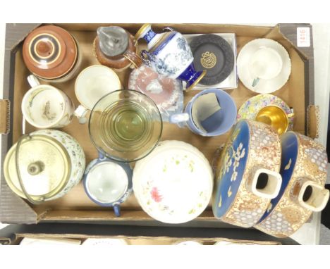Collection of ceramics to include Wedgwood jasperware terracotta pin dish, black jasperware pin dish, jasperware mug, double-