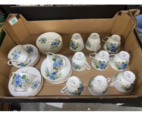 Queen Anne floral tea cups and saucers 12 of each (1 tray).
