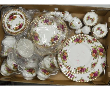 Royal Albert, Old Country Roses pattern teaware includes Plates, Teacups. Saucers etc. (1 Tray)