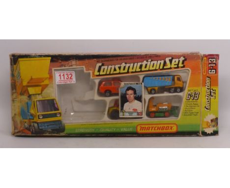 Matchbox Superfast G-13 construction gift set, in the original sliding tray window box, comprising site engineer's car, big b