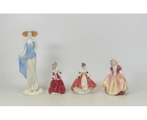 Royal Worcester Lady Figure Diana 1921 together with Royal Doulton Dinky Do HN2120, Southern Belle HN3074 and Christmas Morn 