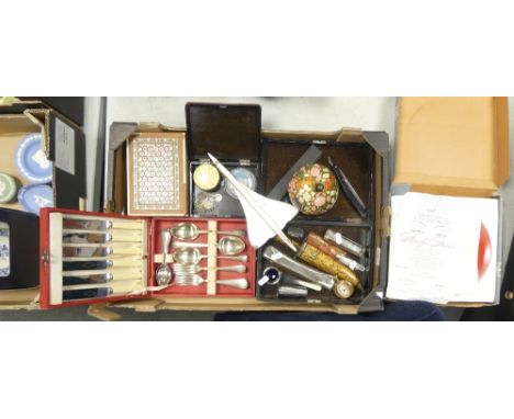 A Mixed Collection of items to include Cut Throat Razor, Cutlery, Harmonicas, Fruit Kinves, Pocket Watch, Concorde Model, Del
