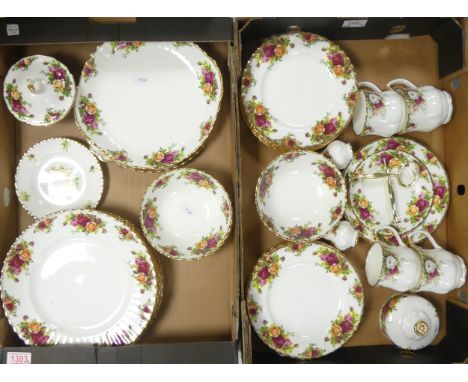 Royal Albert, Old Country Roses Pattern Teaware includes Dinner Plates, Sandwich Plates, Bowls, Side Plates. Includes four ce