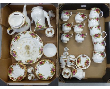 Royal Albert 'Old Country Roses' part tea/coffee set to include coffee pot, teapot, coffee cups, teacups, side plates, saucer