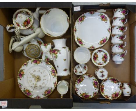 Royal Albert 'Old Country Roses' part tea set to include teapot, teacups, side plates, saucers, sugar bowl, milk jug trinket 