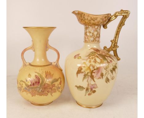 Two Carltonware Wiltshaw &amp; Robinson Ivory Blushware Items to include Carnation Pattern Two Handle Vase together with Hibi