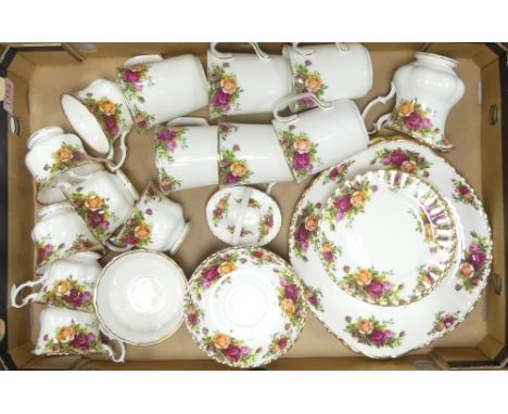 Royal Albert, Old Country Roses Pattern Teaware to include Teacups, Saucers, Bowl etc. (1 Tray)